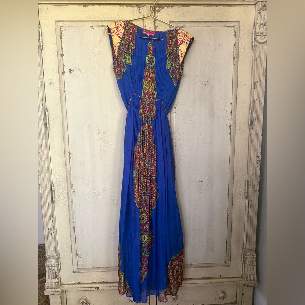 Hemant and Nandita for Anthropologie 100% Silk Maxi Dress Size 0